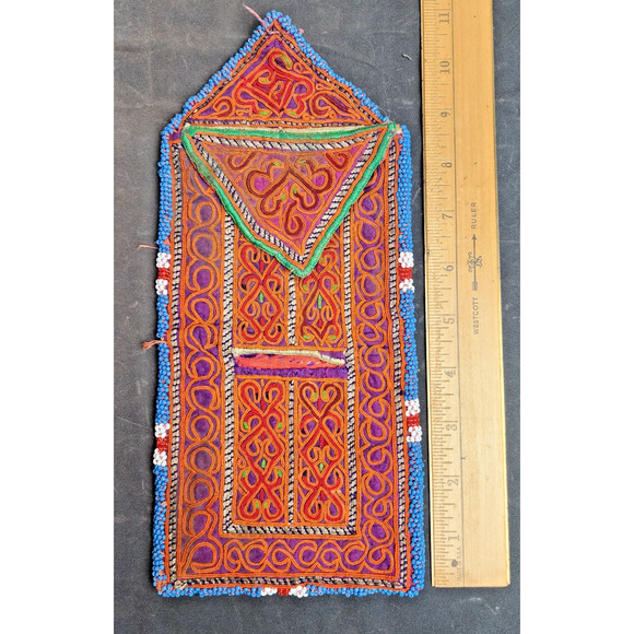 Kuchi Embroidered Pouch Wallet Central Asian Handmade Beaded 11"x5" - Picture 3 of 8